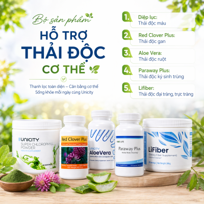 Bộ thải độc Unicity | Giá Tốt, Date Mới, Hàng Sẵn Chính- Thế Giới Hàng Ngoại 7 Bộ 5 sản phẩm hỗ trợ thải độc của Unicity