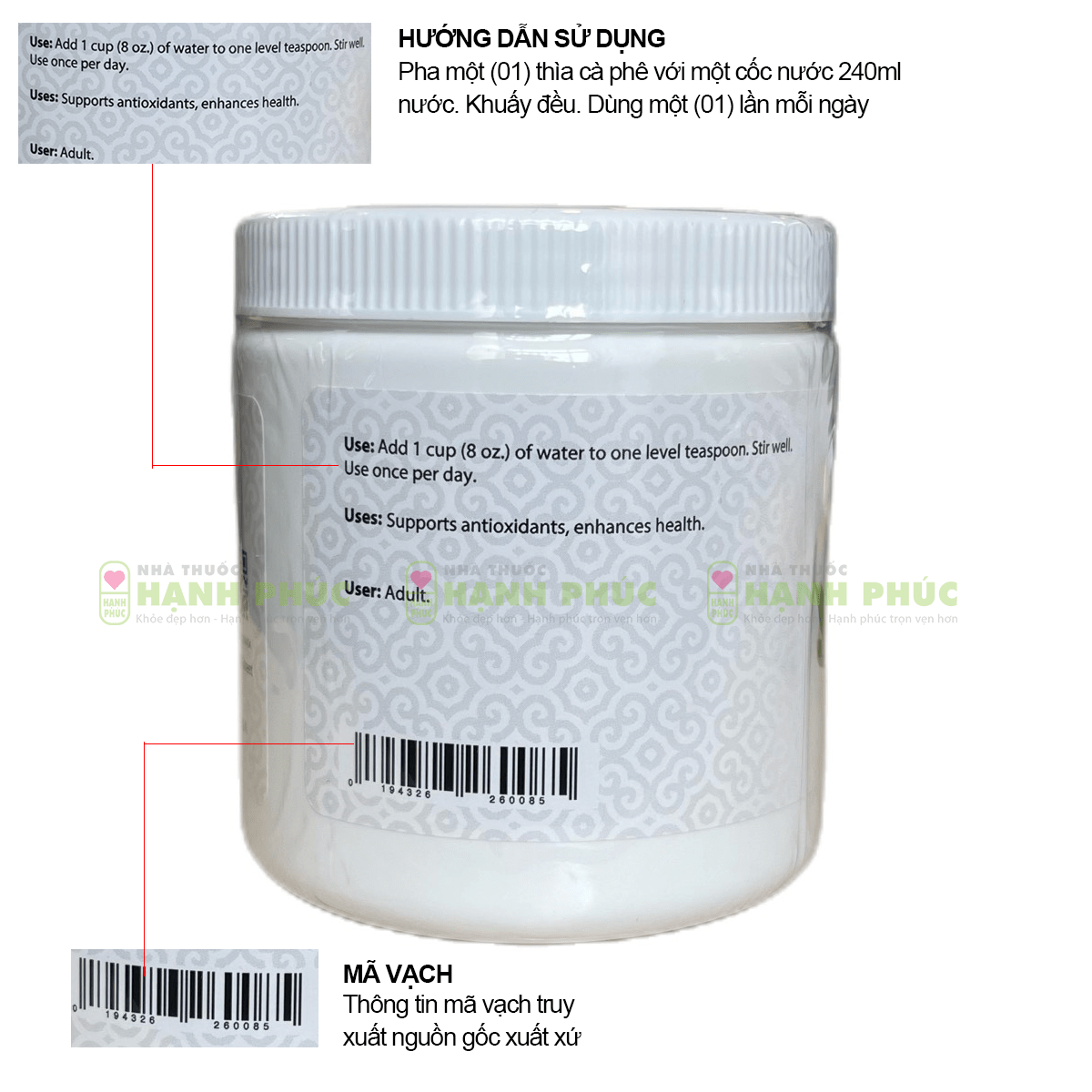 Bột Diệp Lục Unicity Super Chlorophyll Powder 92g Chính Hãng date- Thế Giới Hàng Ngoại 9 Hướng dẫn sử dụng và mã vạch in trên thân sản phẩm bột diệp lục Unicity Super Chlorophyll Powder