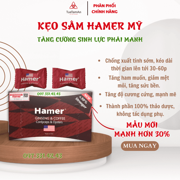 Kẹo Sâm Hamer Mỹ Chính Hãng (Mẫu Mới 2025 - Mạnh Hơn 30%) 5 Kẹo Sâm Hamer Mỹ Chính Hãng (Mẫu Mới 2025 - Mạnh Hơn 30%) - Ảnh 3